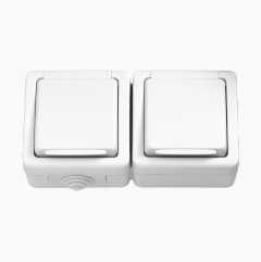 Outdoor wall socket, double, white