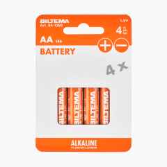 AA alkaliske batterier/LR6, 4-pak