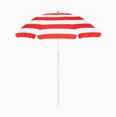Aurinkovarjo uimarannalle, punainen/valkoinen
